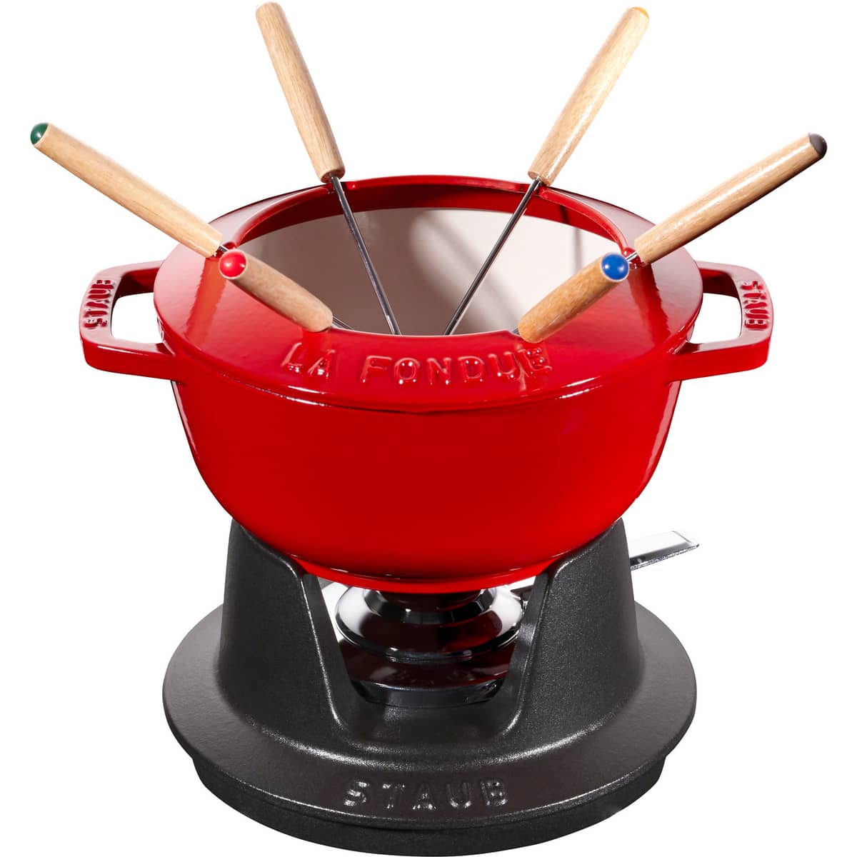 Fondue set 18 cm röd med creme insida