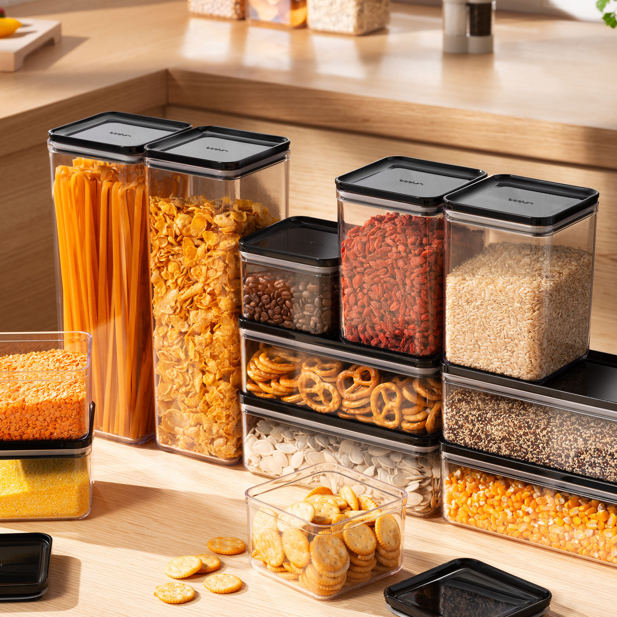 Canteen oppbevaringsbokser 12 deler, svart