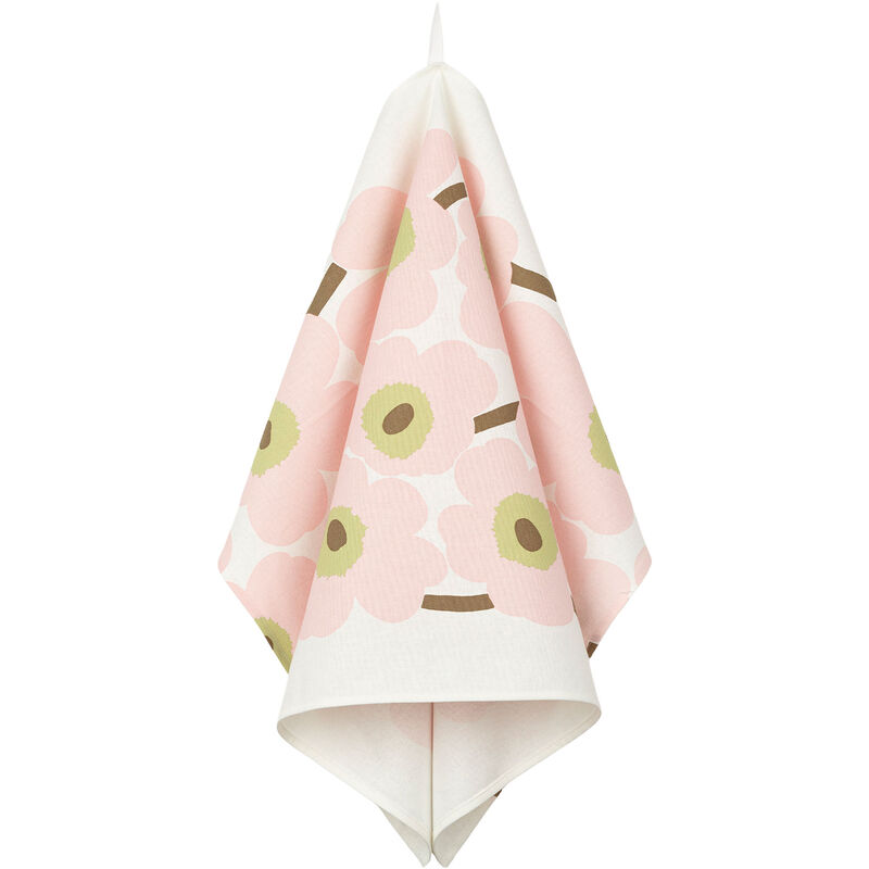 Unikko kjøkkenhåndkle 43 x 70 cm, hvit/rosa