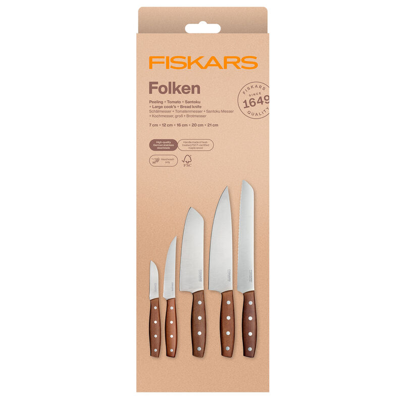 Folken knivsett 5 deler, tre