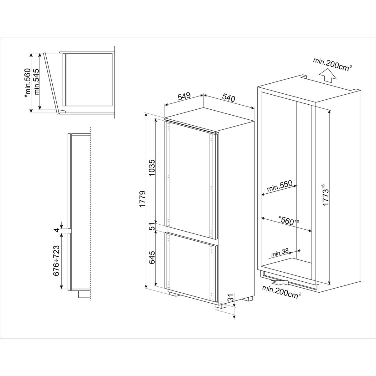 C41721E integroitu jääkaappi 178 cm