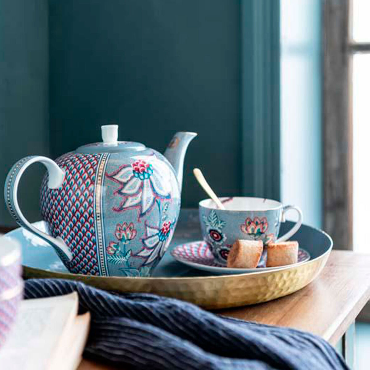 PIP Studio Flower Festival teekannu 1,6 litraa, sininen