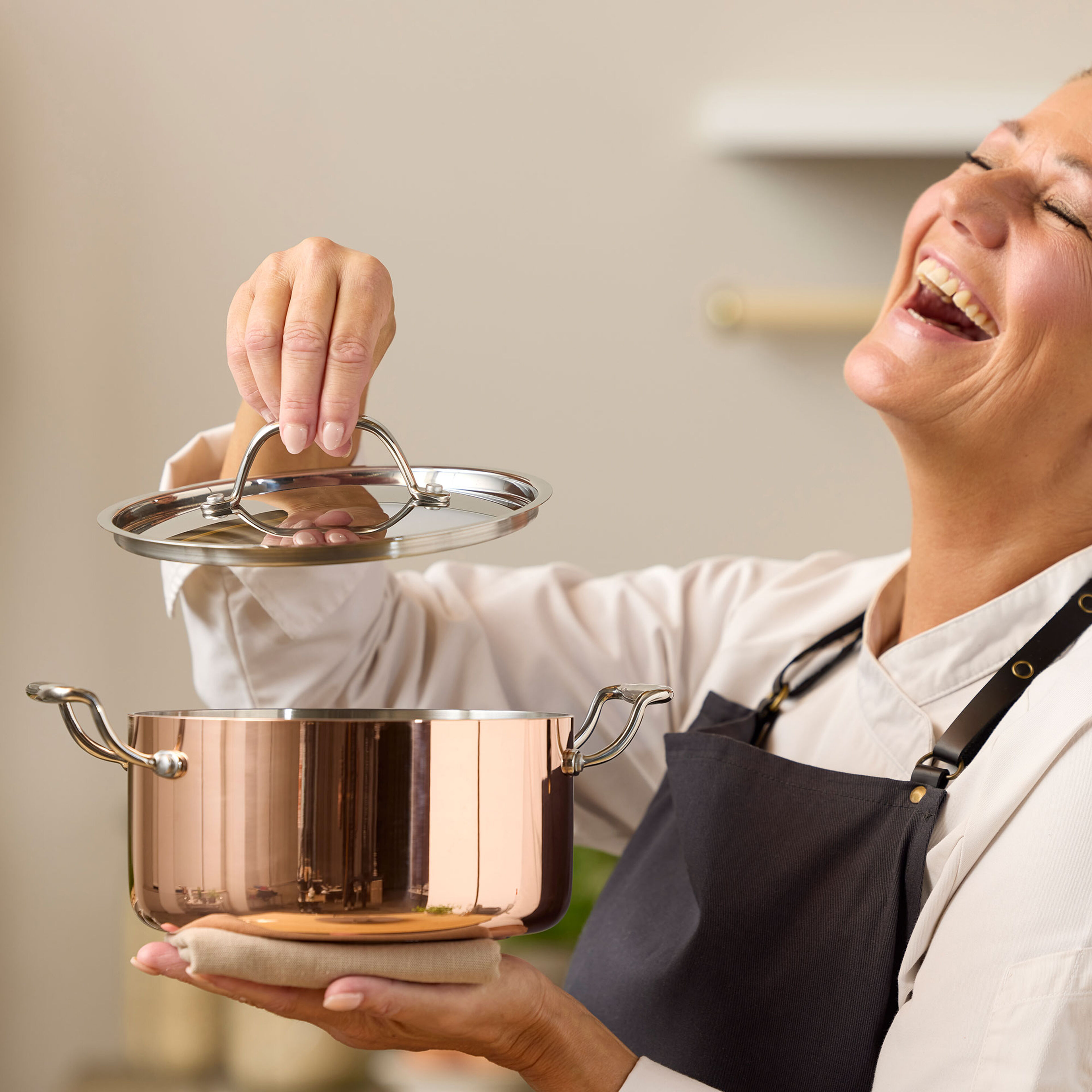 Gryta med lock 3 liter, koppar