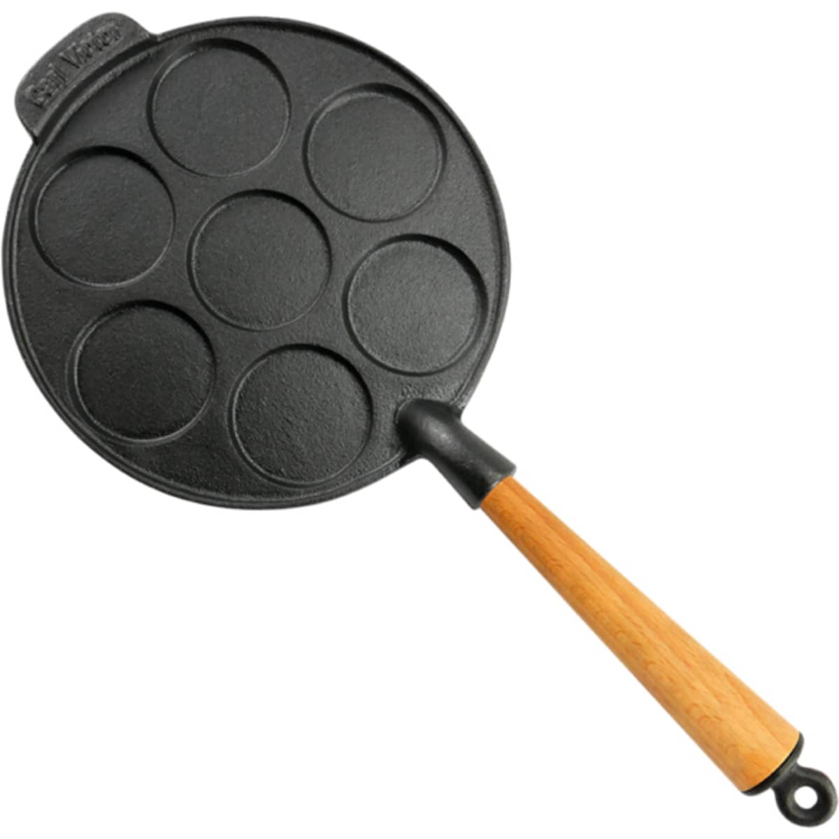Plättjärn i gjutjärn 23 cm, handtag i bok