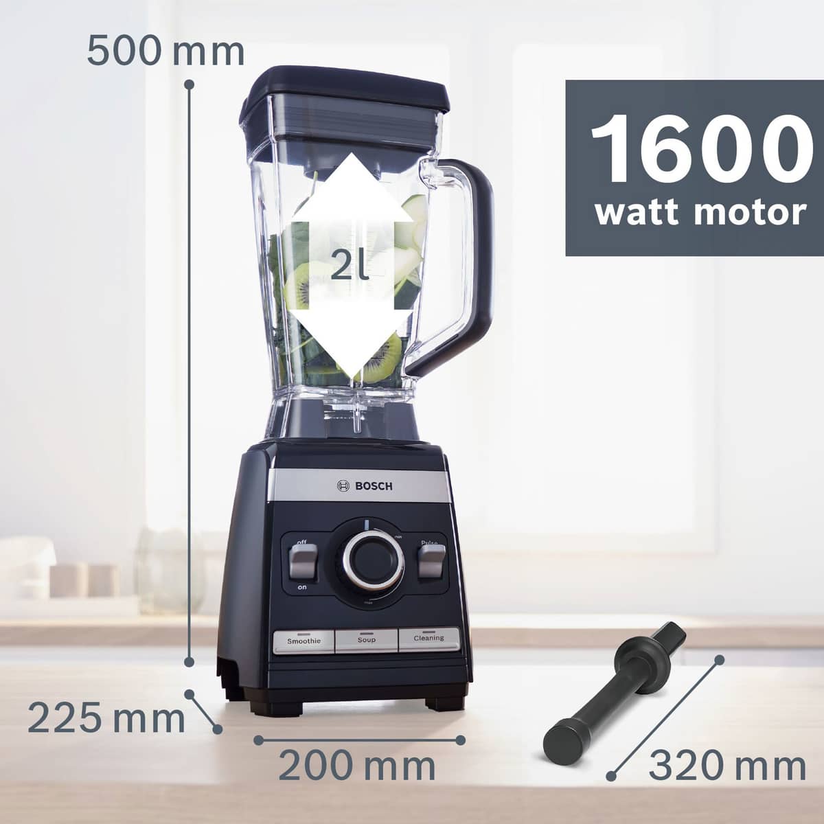 MMBH4P3B højhastighedsblender, 1600 W, sort