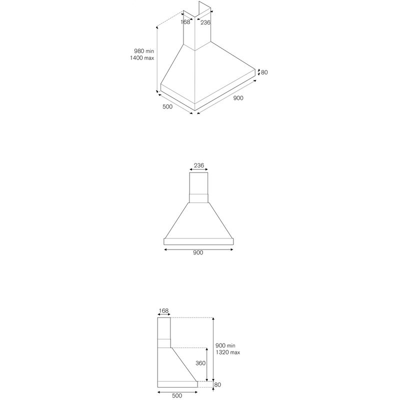 K90AMHXA / 19 Master vifte, 90 cm, rustfritt stål