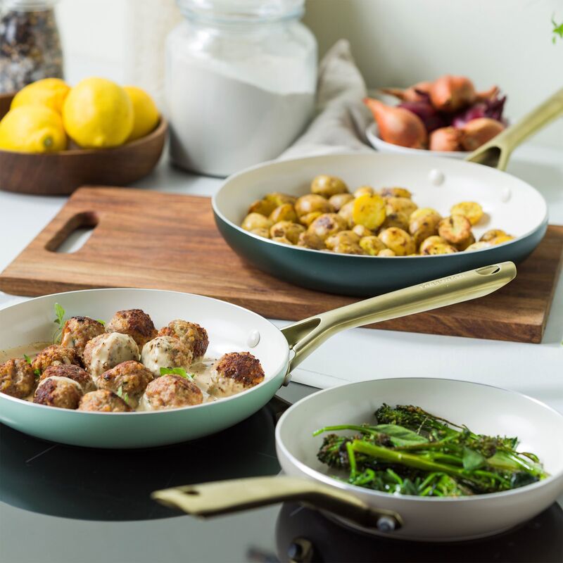 Shades stekepannesett 3 deler, taupe/pastel green/moroccan green