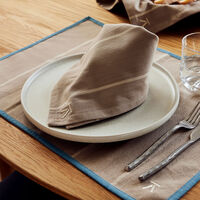 Dækkeserviet 50 x 36 cm, beige/blå