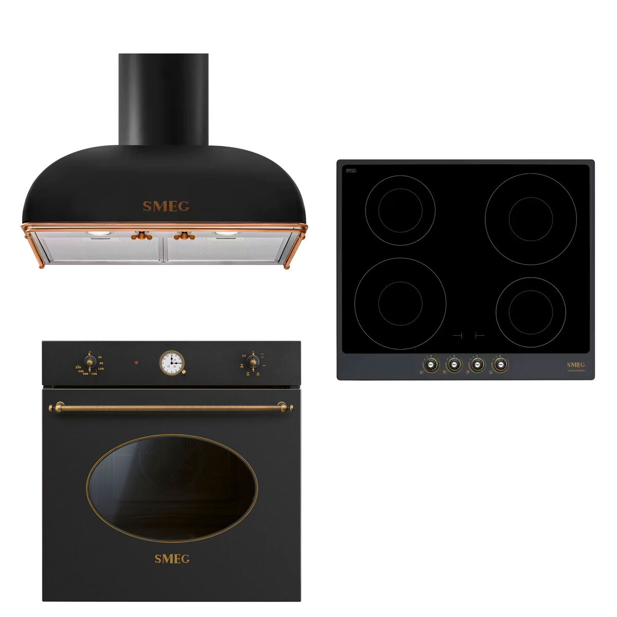 Colonial innbyggingsovn + induksjonstopp + kjøkkenvifte, antrasitt