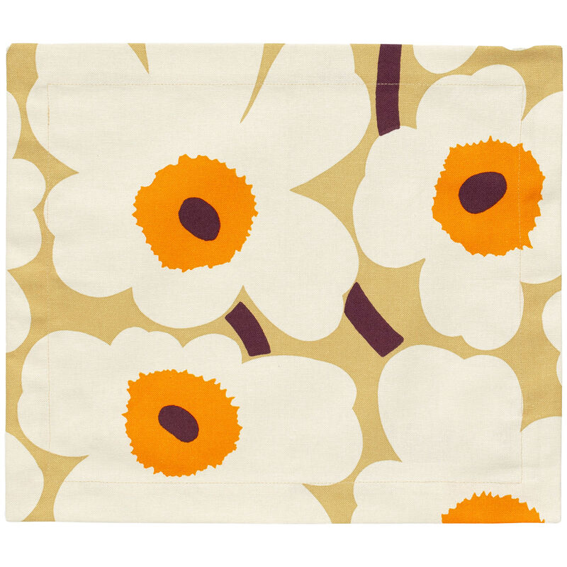 Marimekko Pieni Unikko bordsunderlägg 35x40 cm, vit/orange/karamell