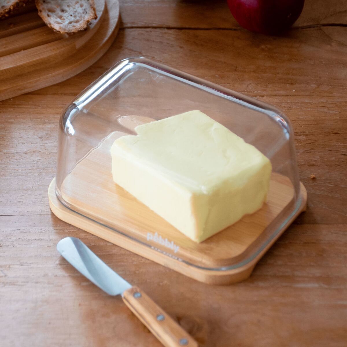 Smörfat och smörkniv, bambu
