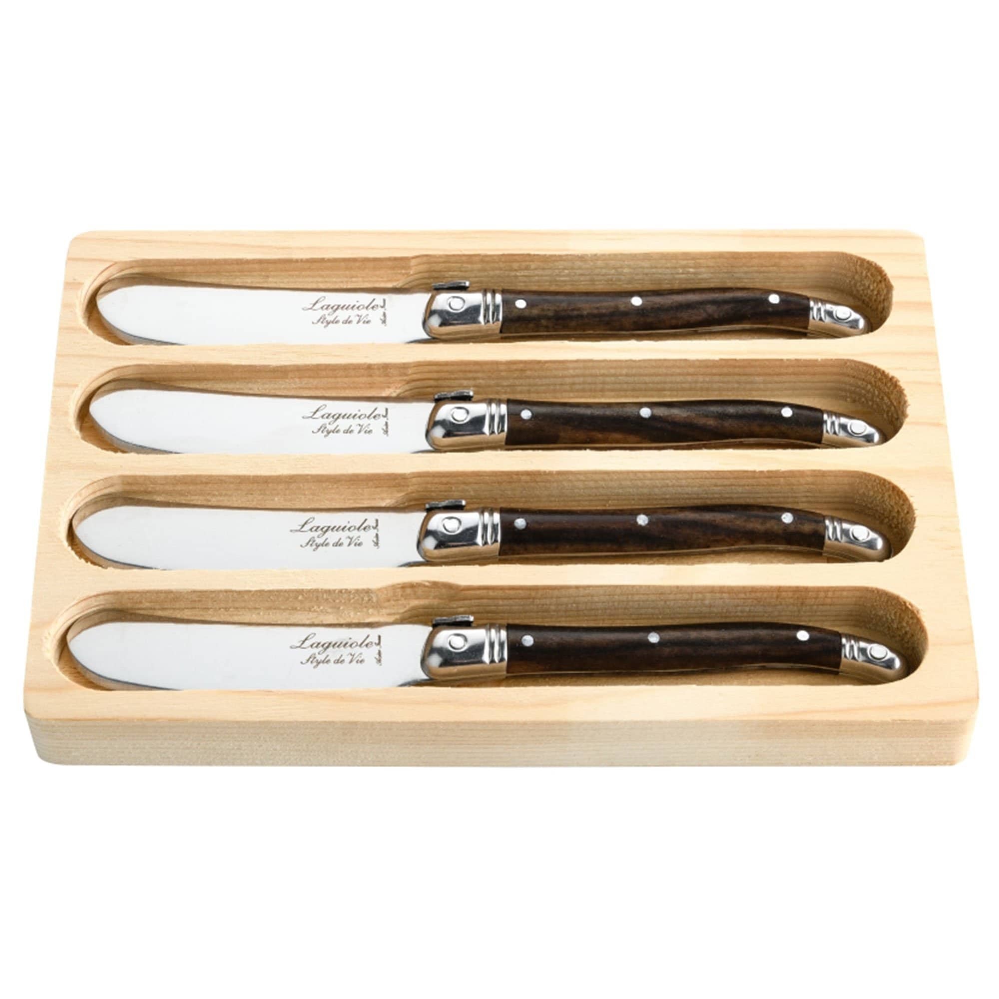 Laguiole Premium Line Smørkniv, mørkebrun, 4 stk.
