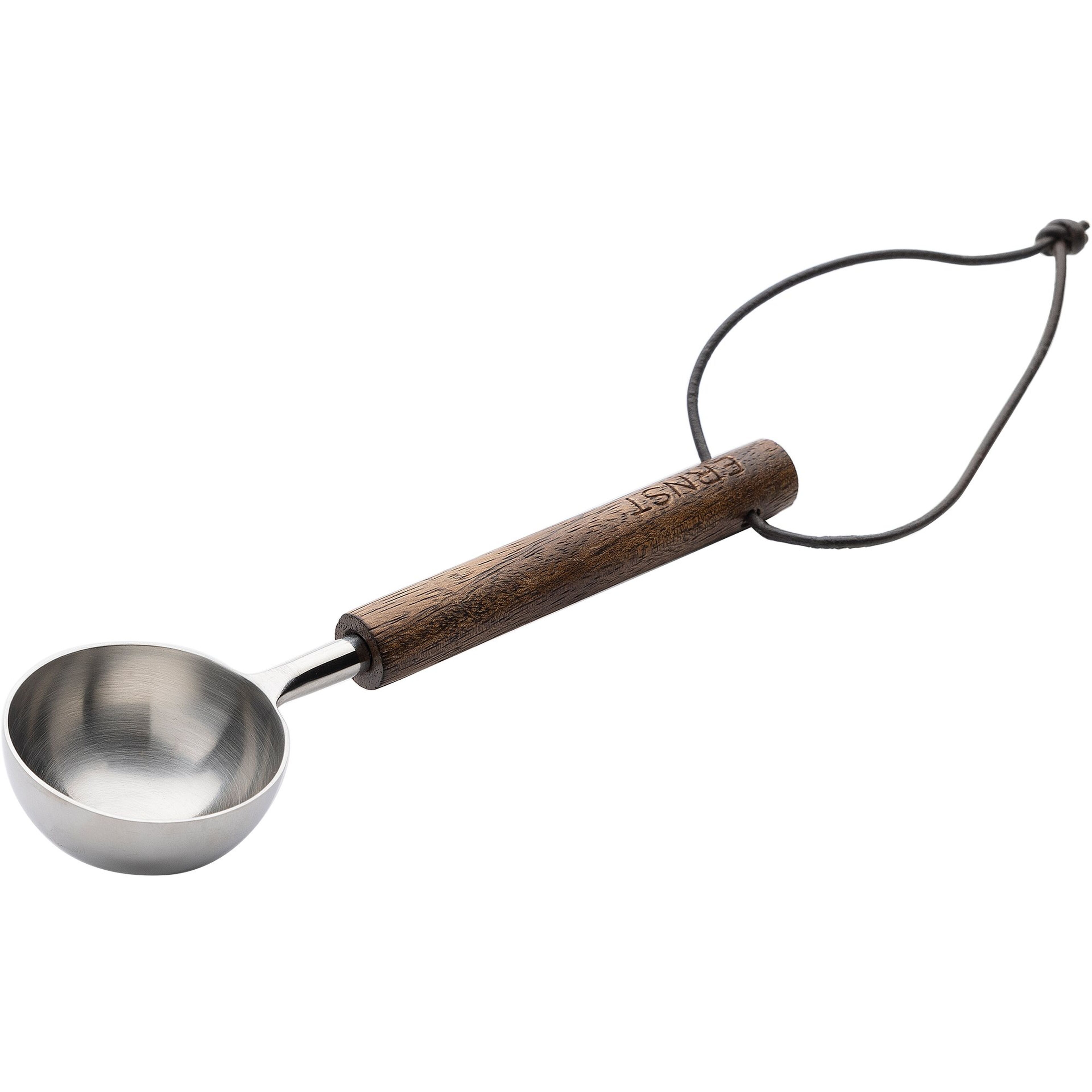 Kaffemått metall/mörkt trä