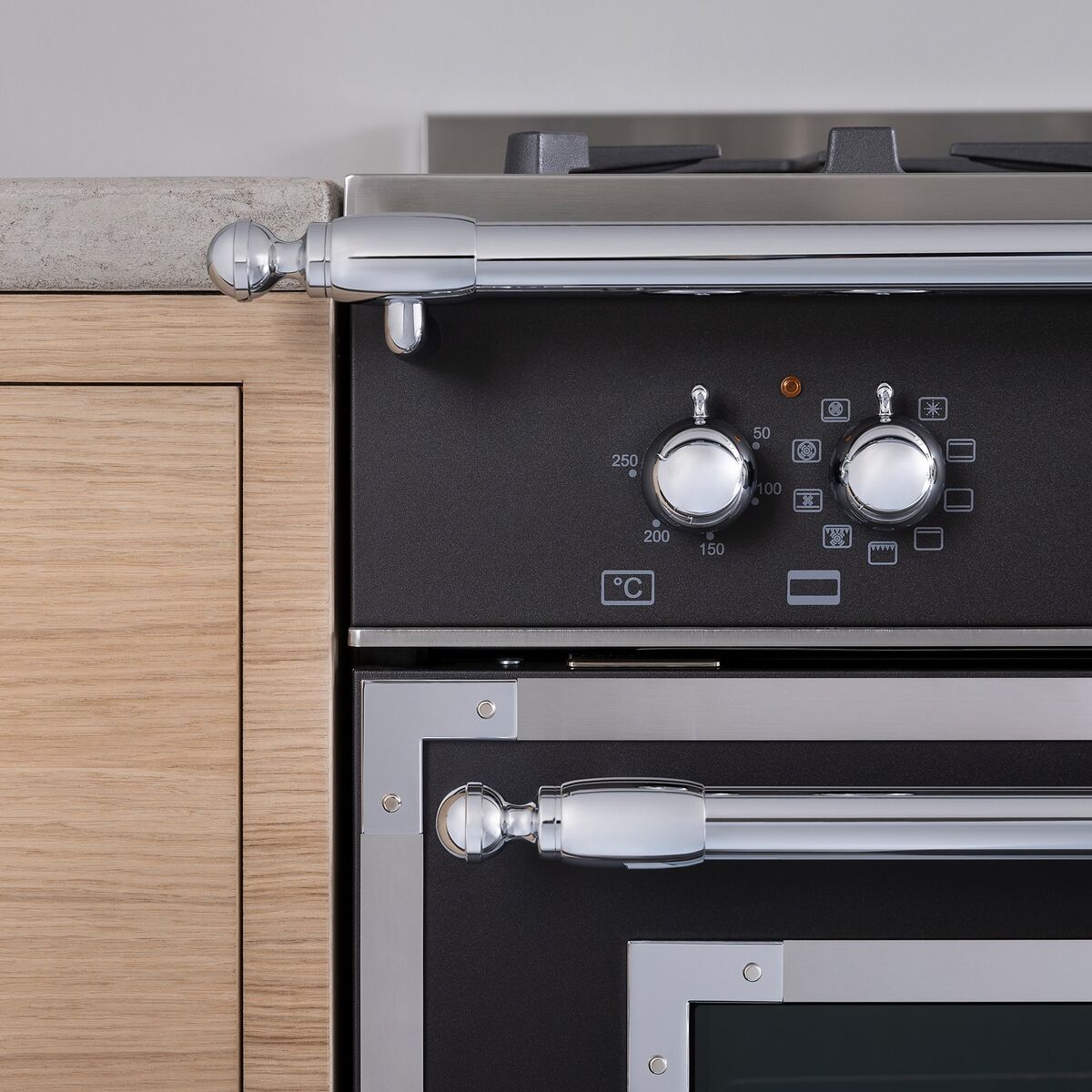 HER96L2ENET Heritage gaskomfur med dobbeltovn, 90 cm, mat sort