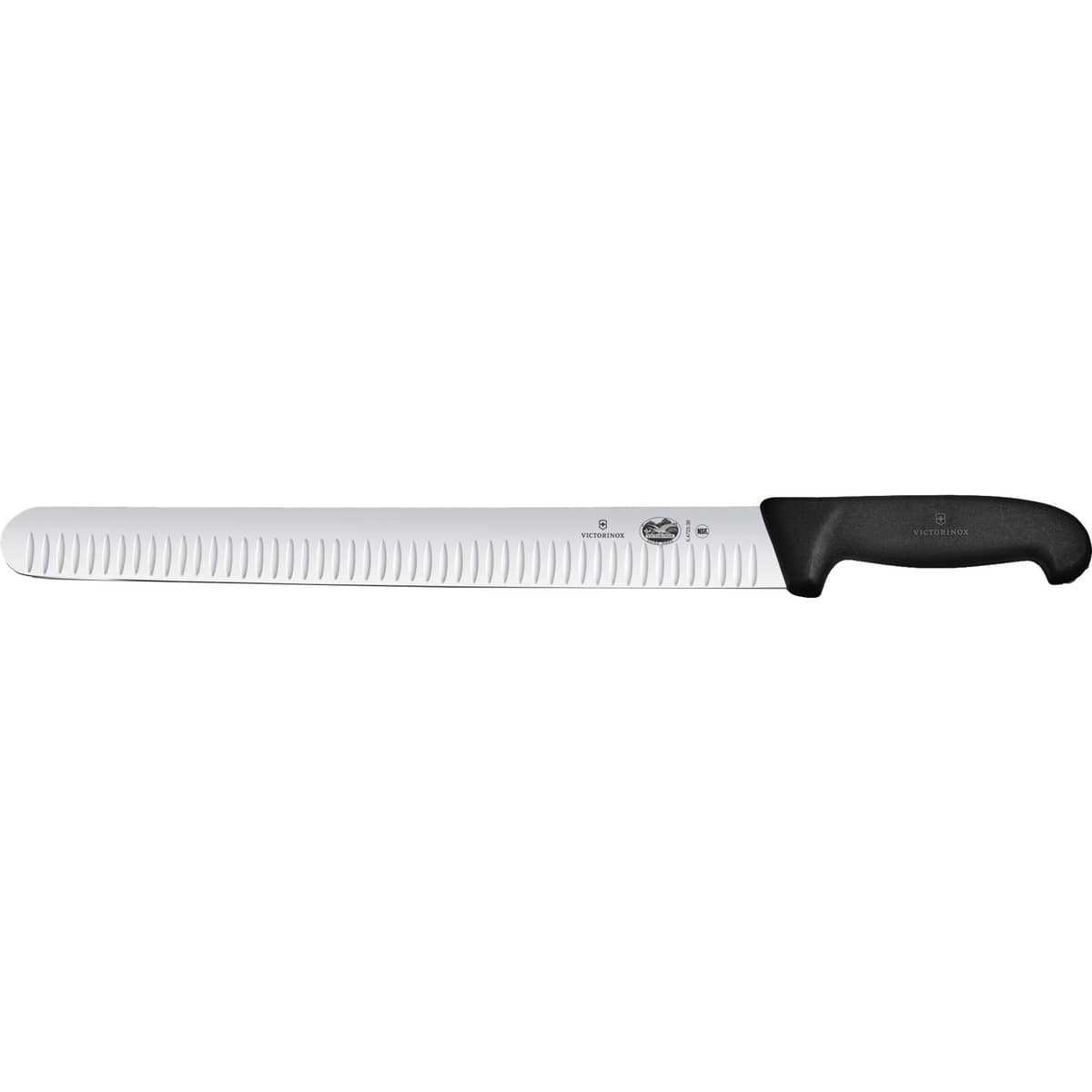 Lang skinkekniv olivenslebet med fibrox-skæfte, 36cm.