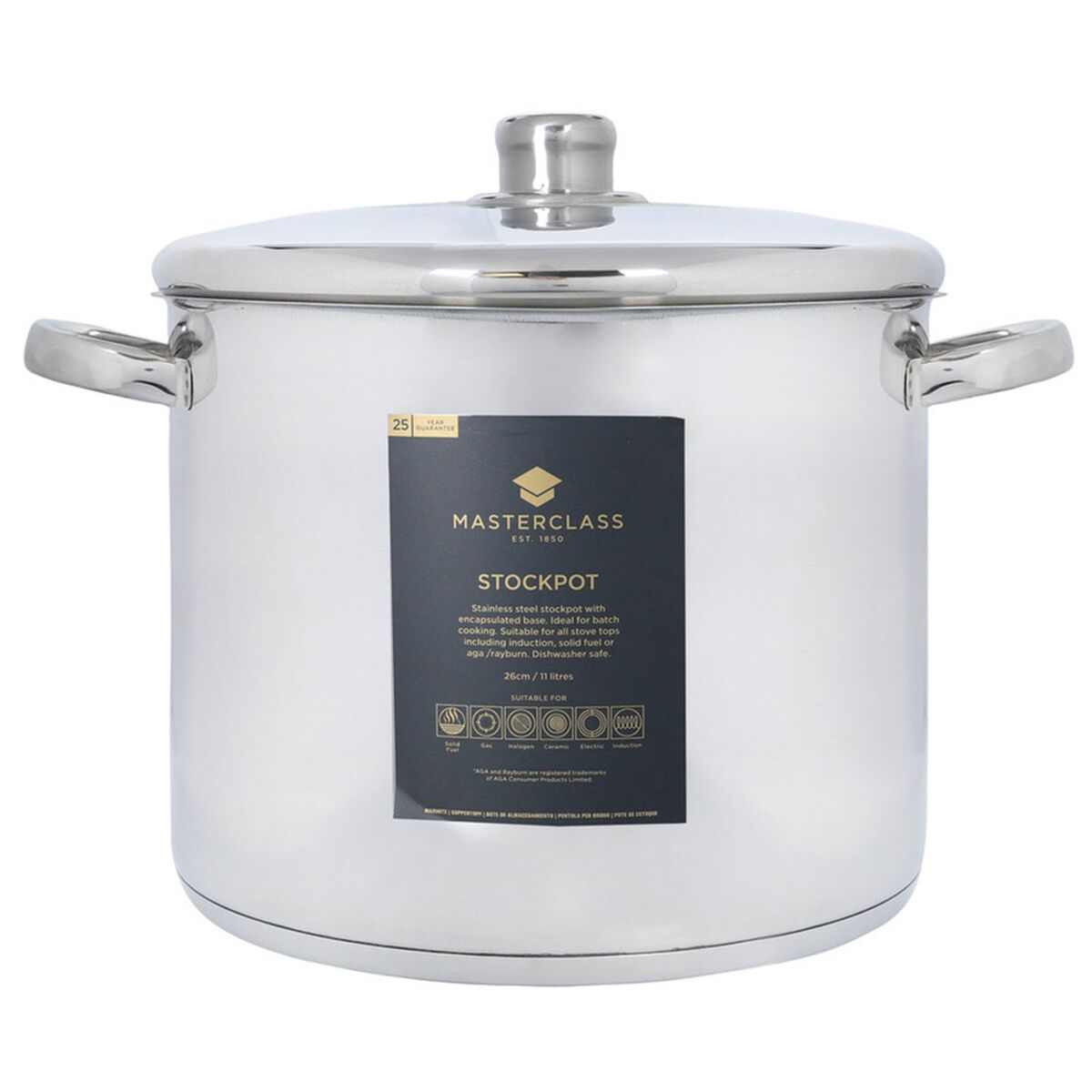 Gryde med låg 11 liter, rustfrit stål