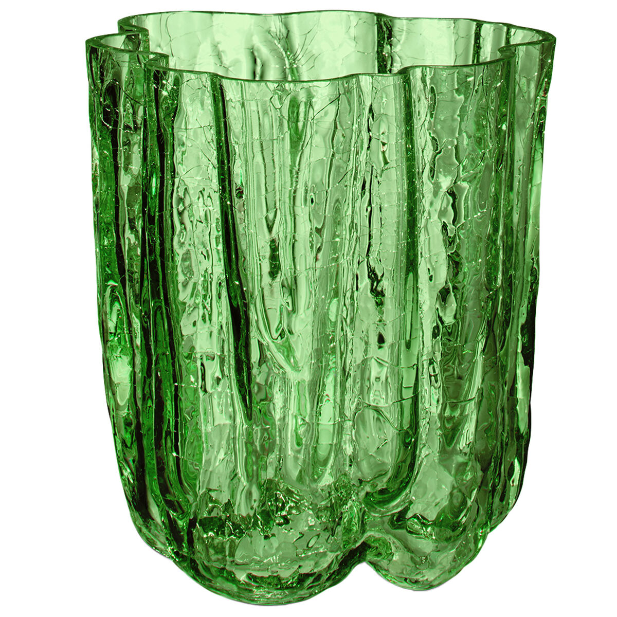 Kosta Boda Crackle vas 121 mm, mörkgrön