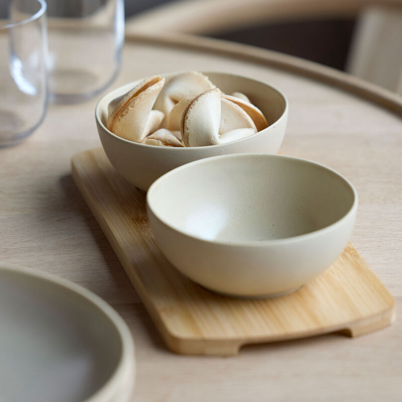 Villa Collection Shoku bambusbrett med 2 skåler 28,5x13 cm, soft beige