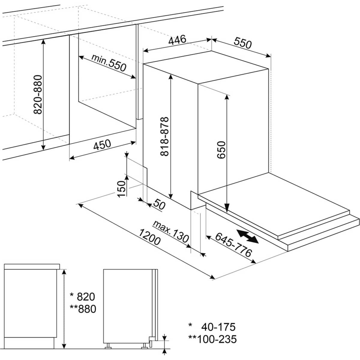 ST4522IN integrerad diskmaskin 40 cm