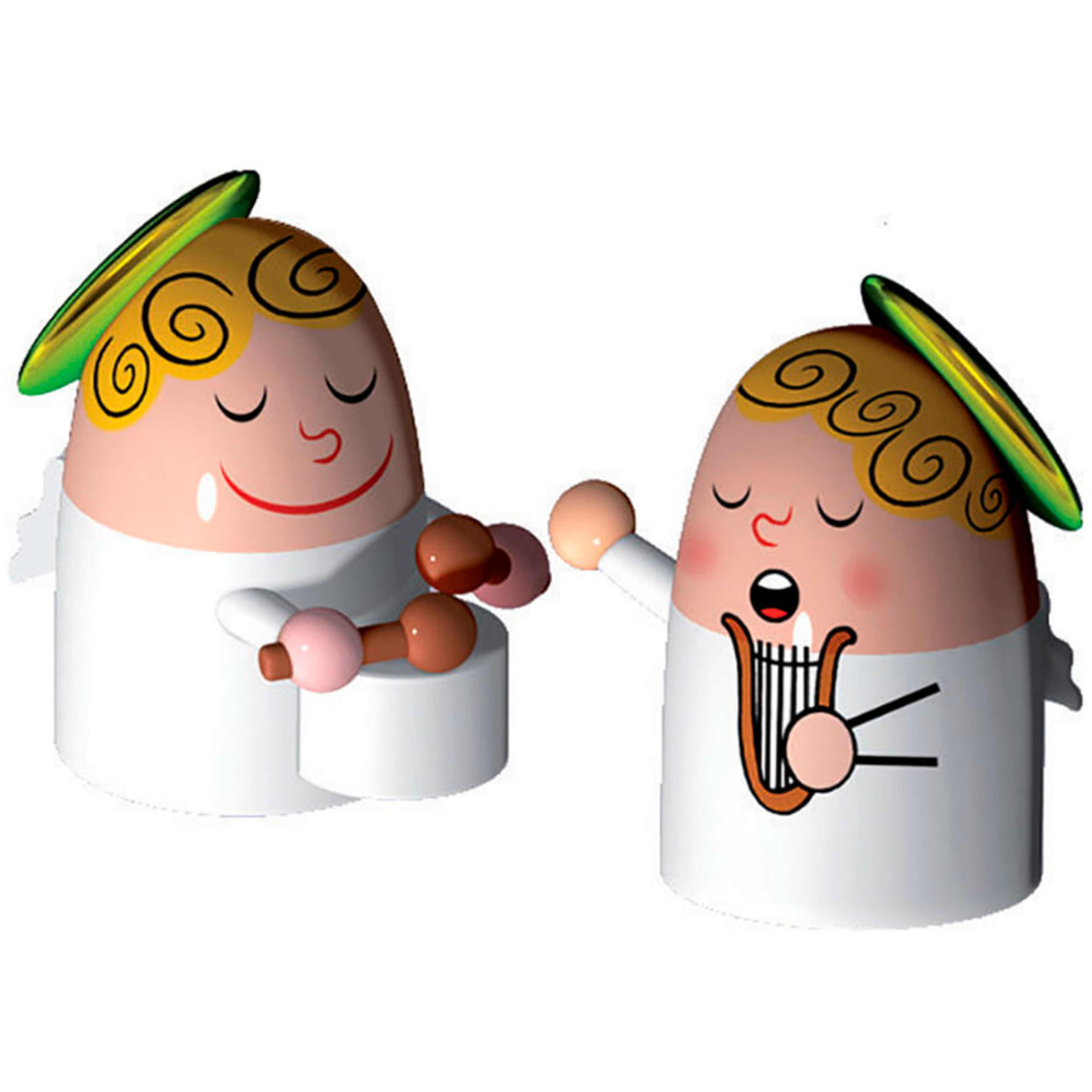 Porslinsfigurer Änglar 2 st Handmålade Harpa