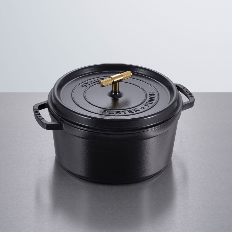 Buster+Punch rund gryte 28 cm, messingknott