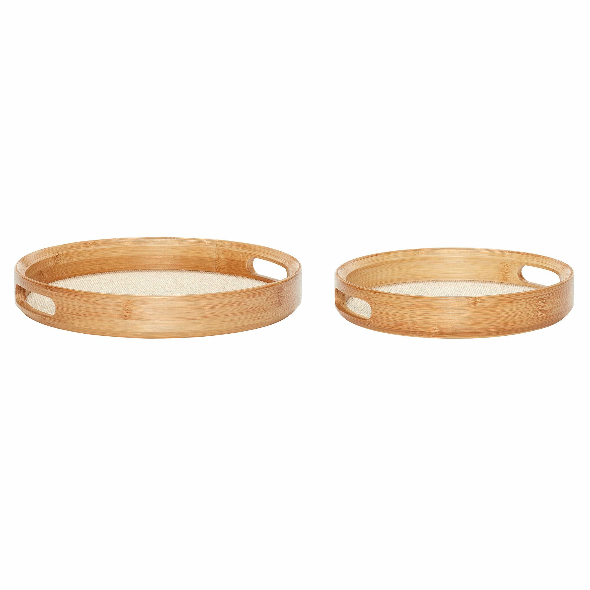 Canvas rundt brett 2 stk, beige/natur