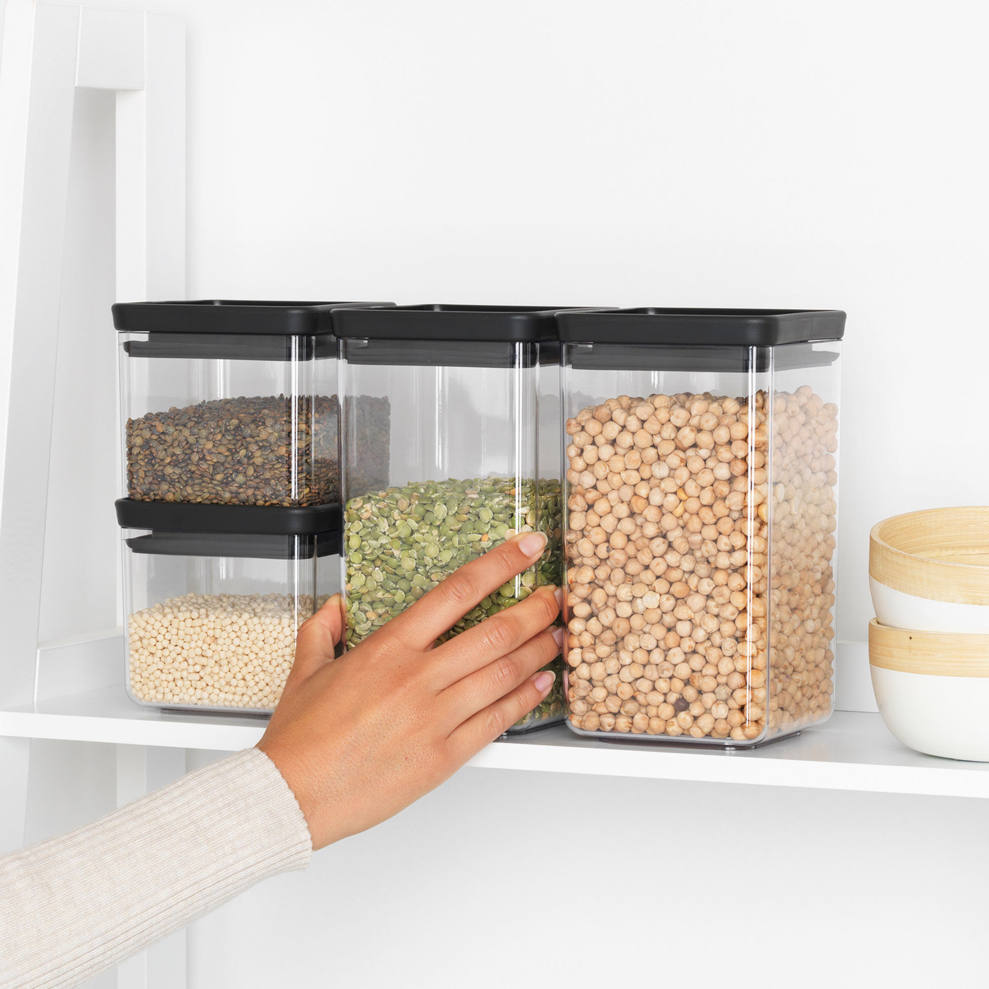 Tasty+ förvaringsburkar 4 st, mörkgrå