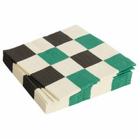 Pattern Lunch servett, off-white/green/black