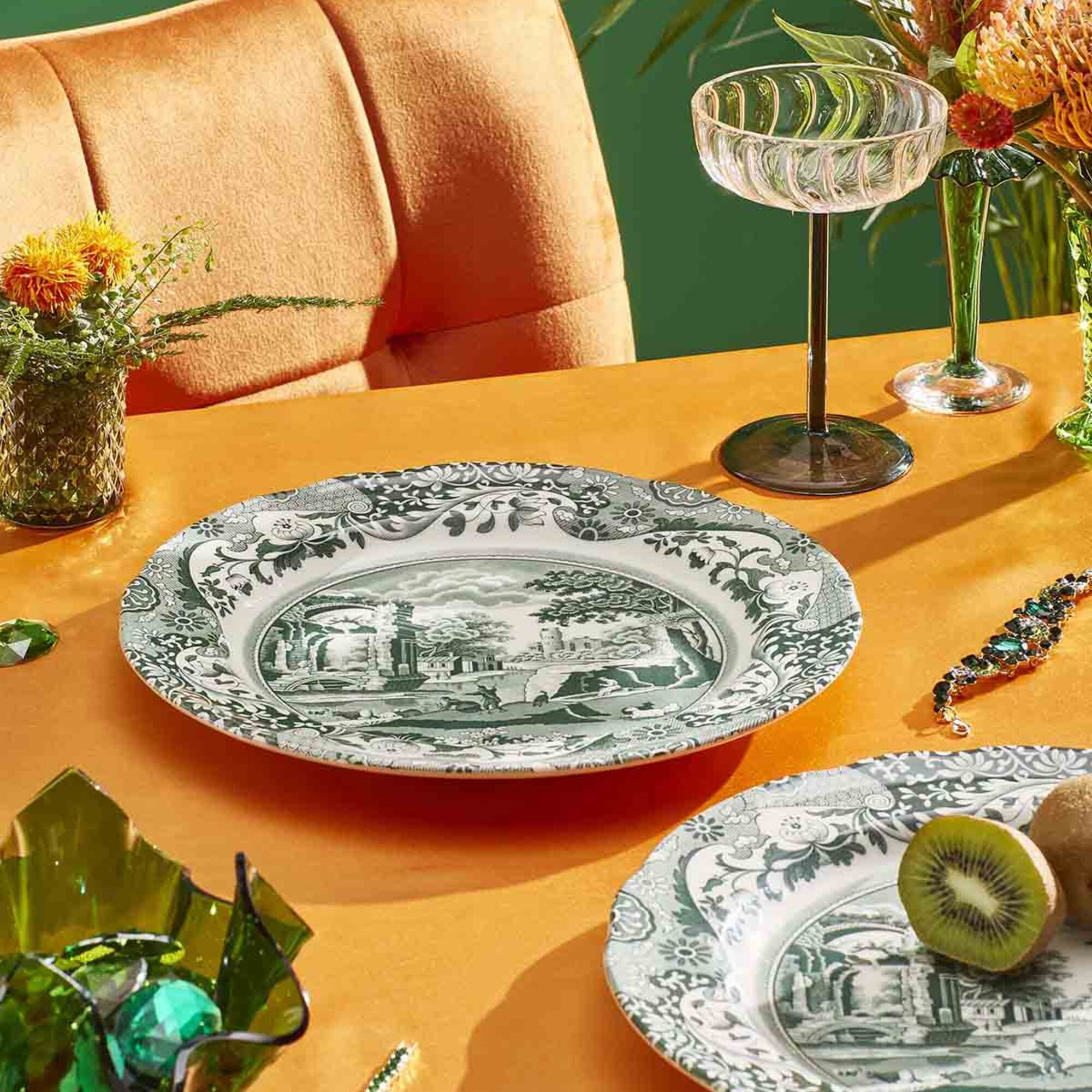 Heritage Green Italian tallerken 27 cm, grønn/hvit