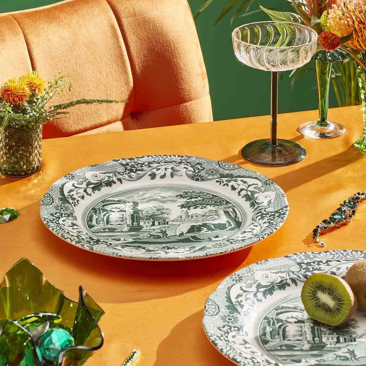 Heritage Green Italian tallerken 27 cm, grønn/hvit