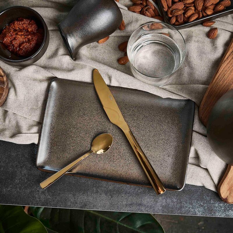 RAW rektangulær tallerken metallisk brun 23,5 cm. 