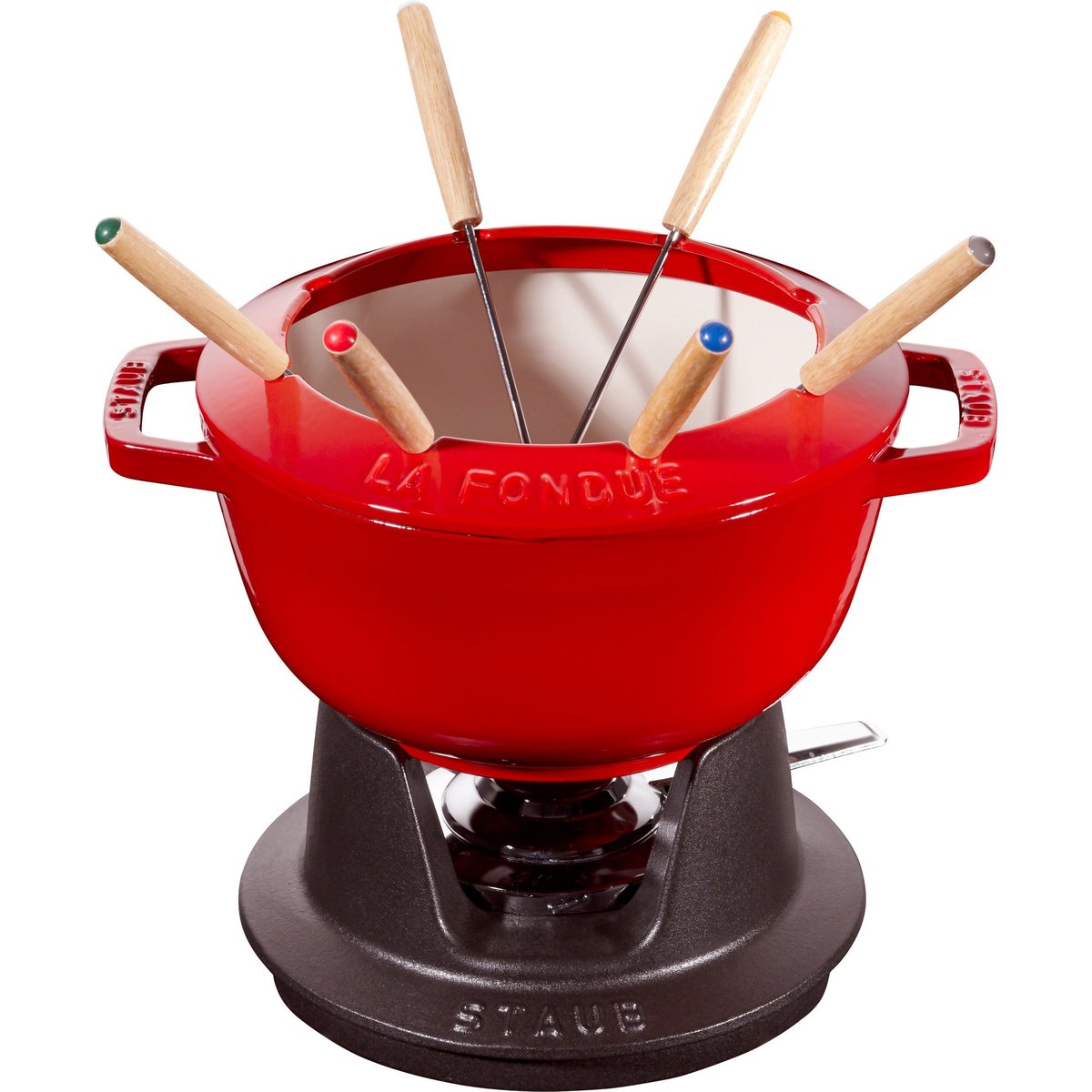 Fondue Sett 20 cm Rød med Creme Innside