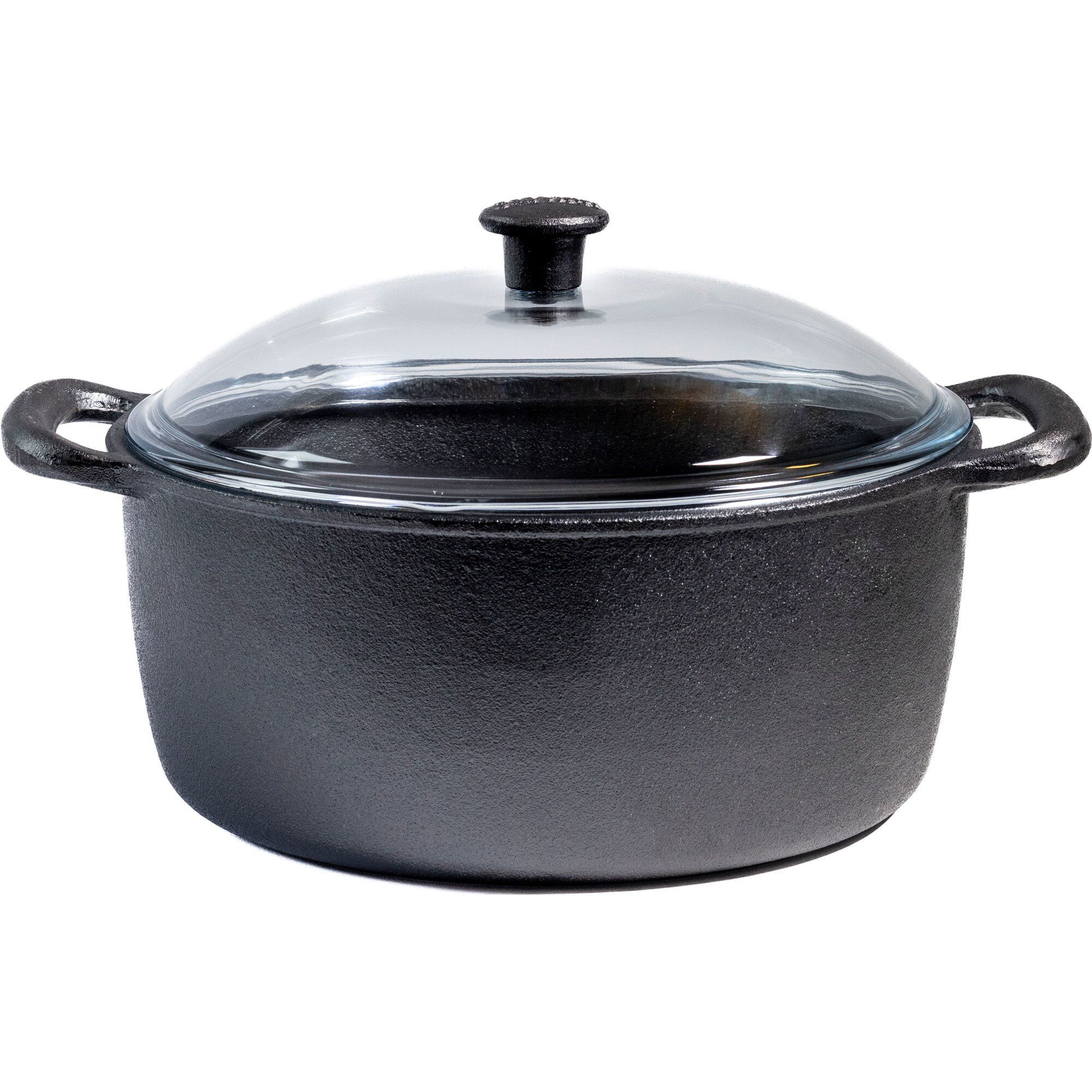 Gjutjärnsgryta med glaslock, 7 liter