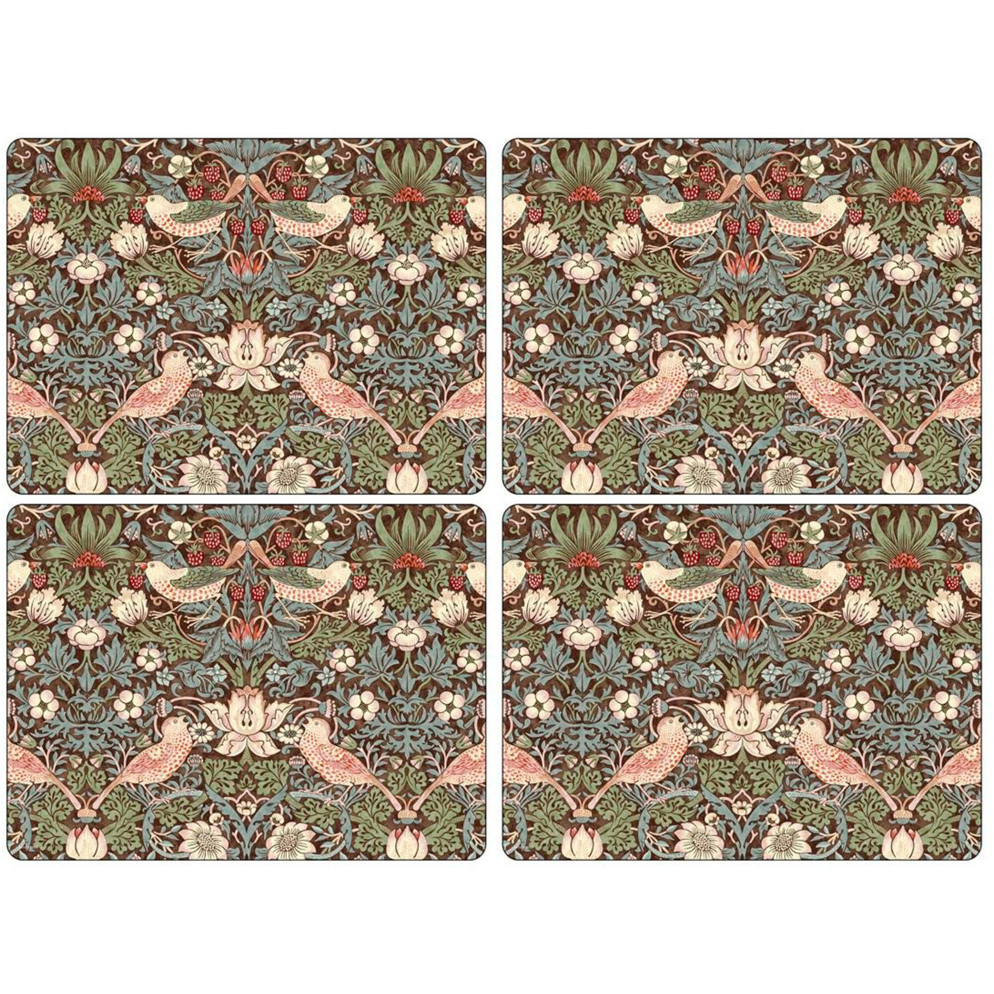 Strawberry Thief Brun Bordsunderlägg 4-pack