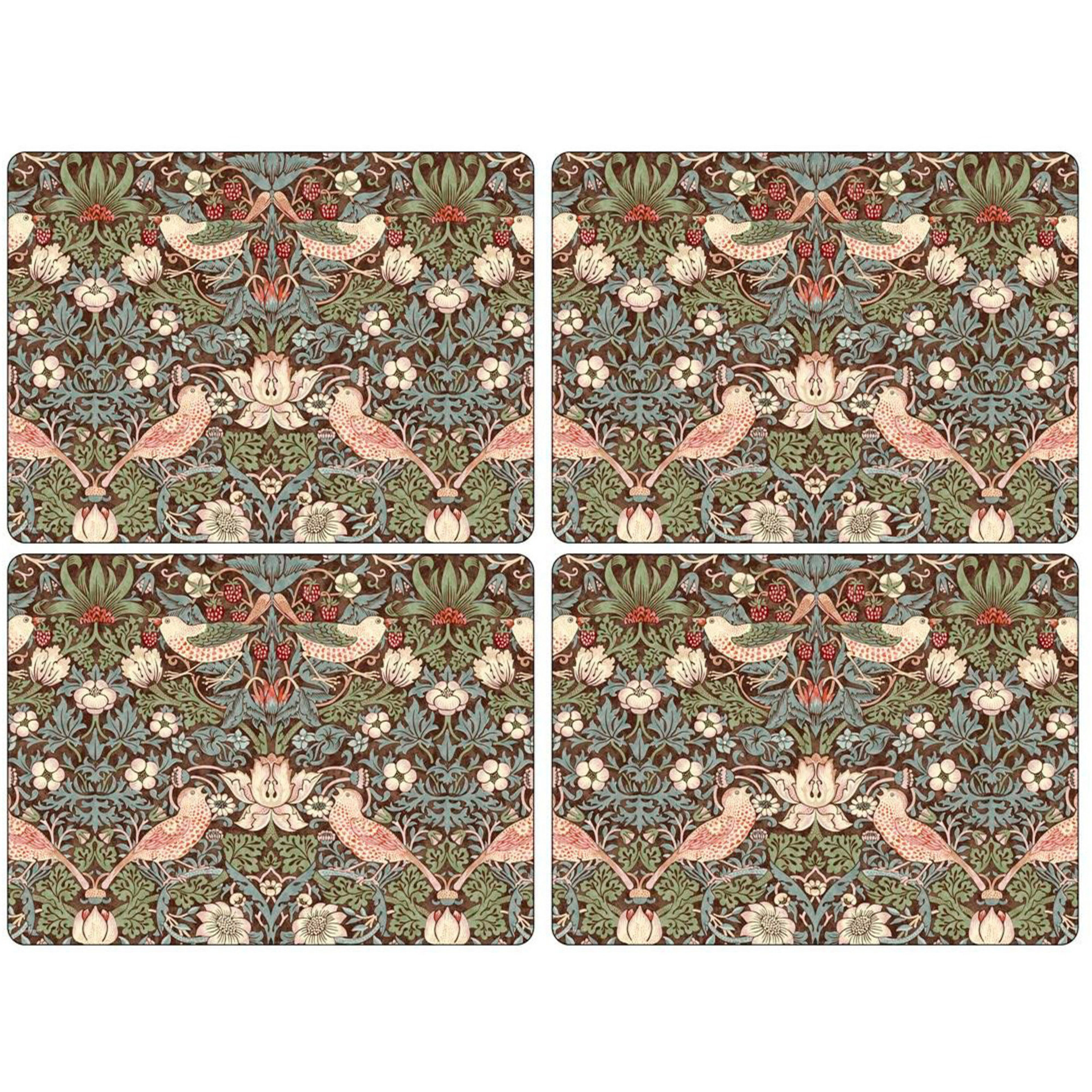 Strawberry Thief Brun Bordsunderlägg 4-pack
