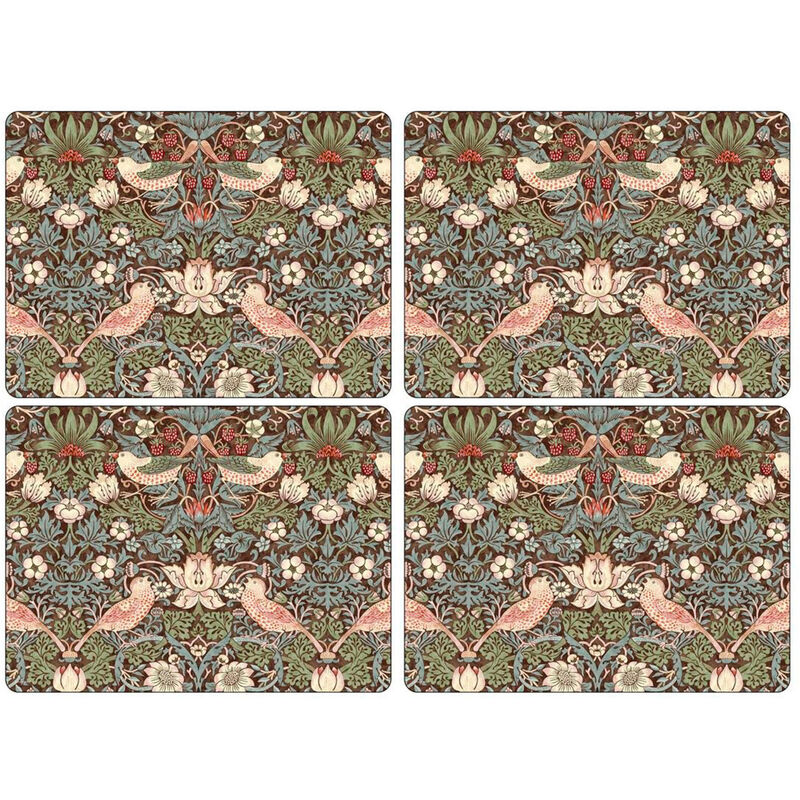 Morris & Co Strawberry Thief Brun Bordsunderlägg 4-pack
