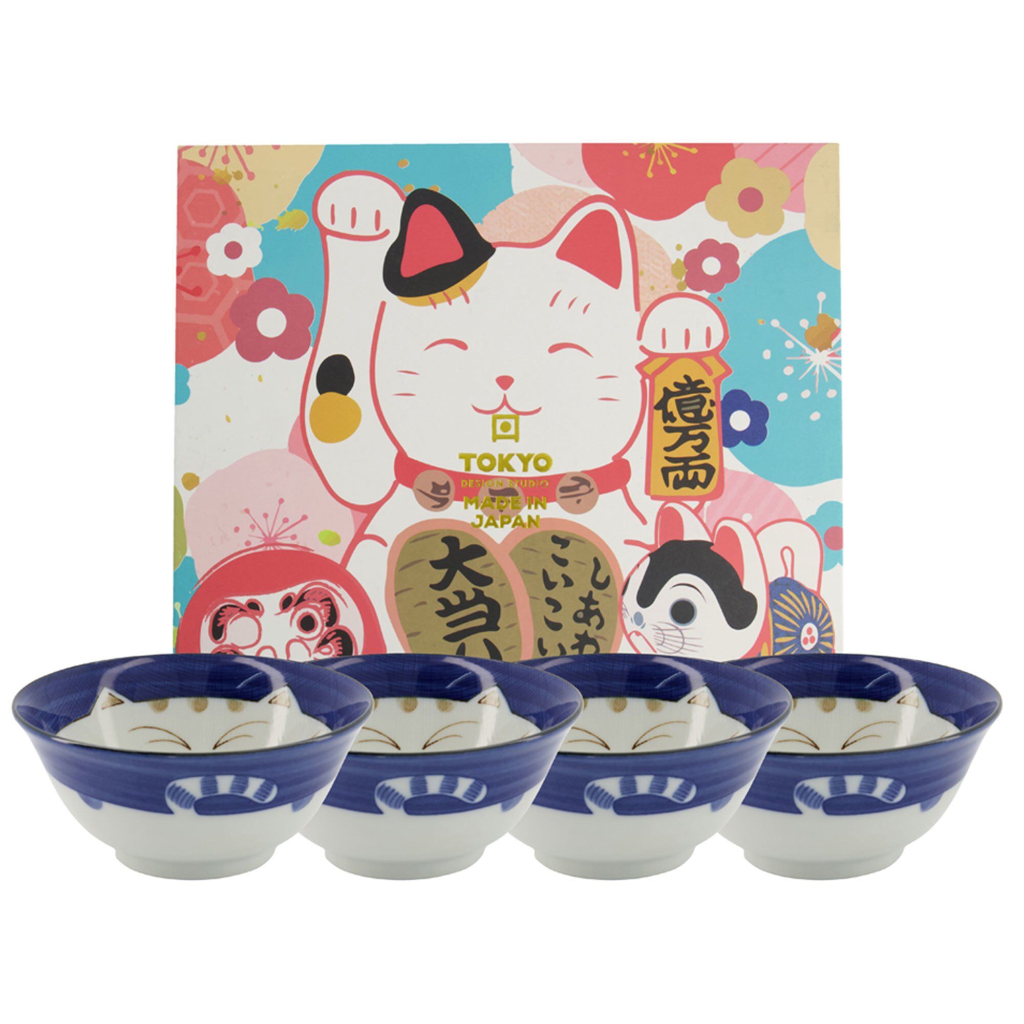 Kawaii skålset 4 delar, blå