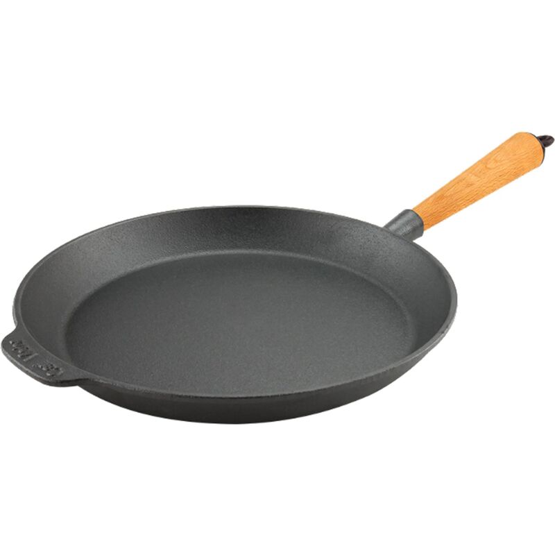 Valurautapannu 28 cm, kahva pyökkipuuta