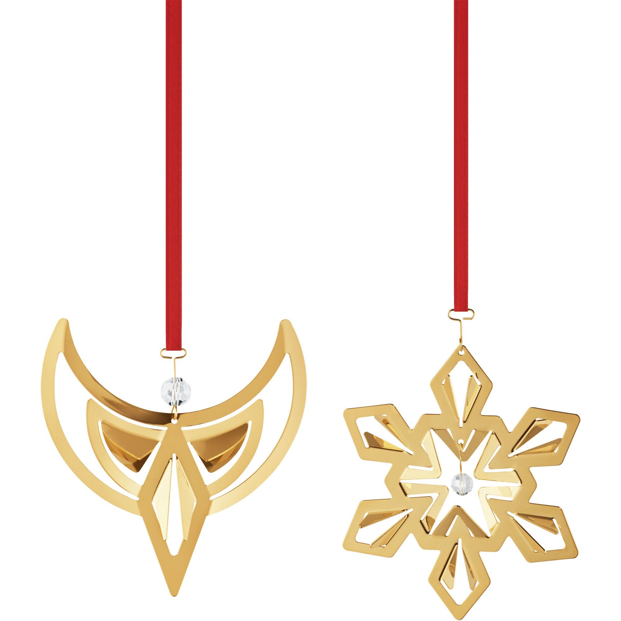 Georg Jensen Christmas Collection 2024 Ängel & Snöflinga julprydnad, 18K guldplätering