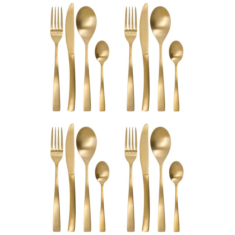 Guld bestik sæt 16 dele, guld