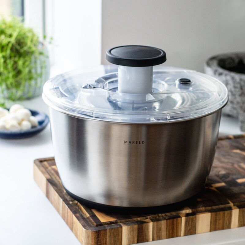 Salatslynge med pumpe 6 liter, rustfrit stål