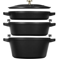 Grytesett i støpejern 24 cm, svart