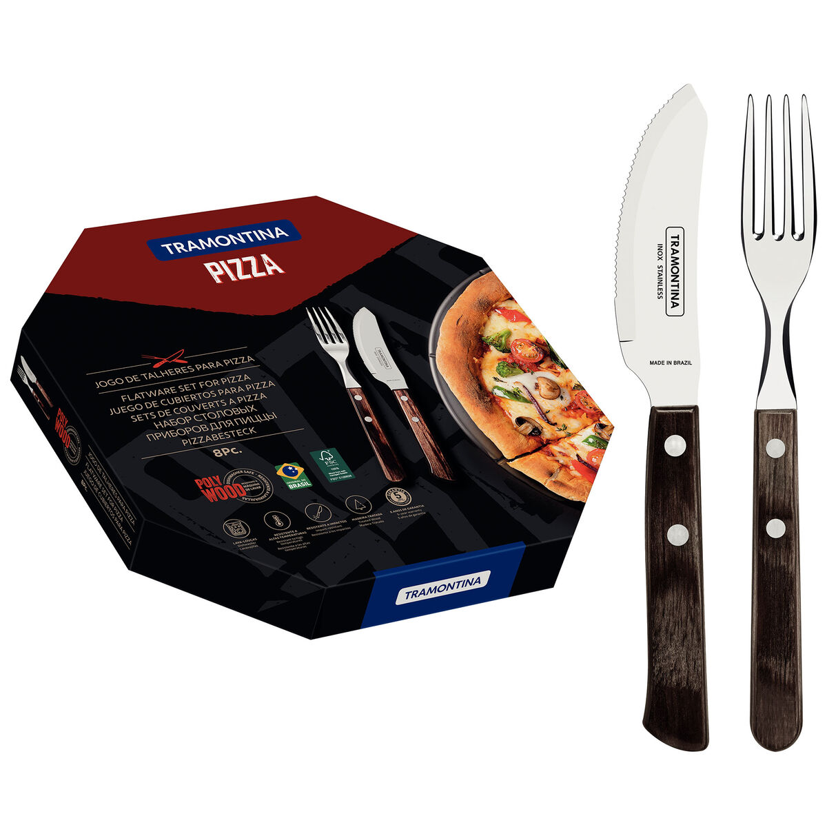 Tramontina Polywood Pizzastick, 8 deler