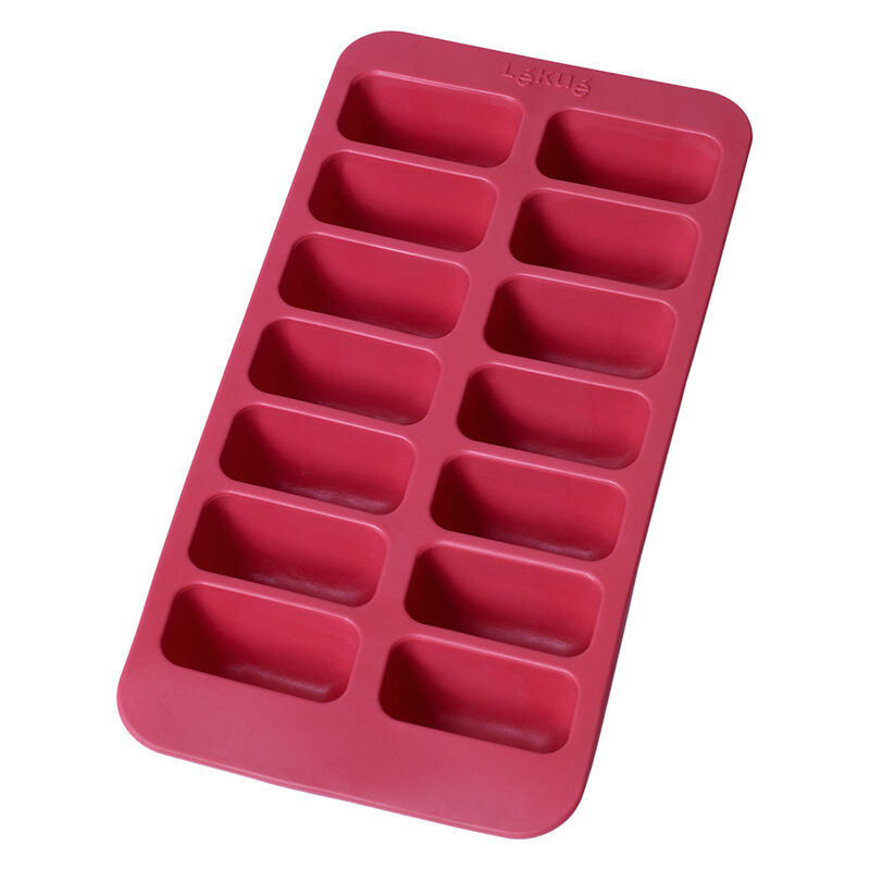 Isbitsform med lock, rektangulär, röd