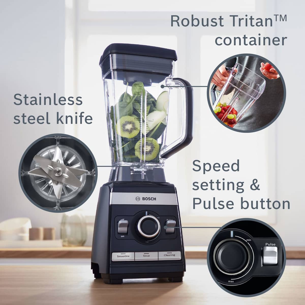 MMBH4P3B højhastighedsblender, 1600 W, sort