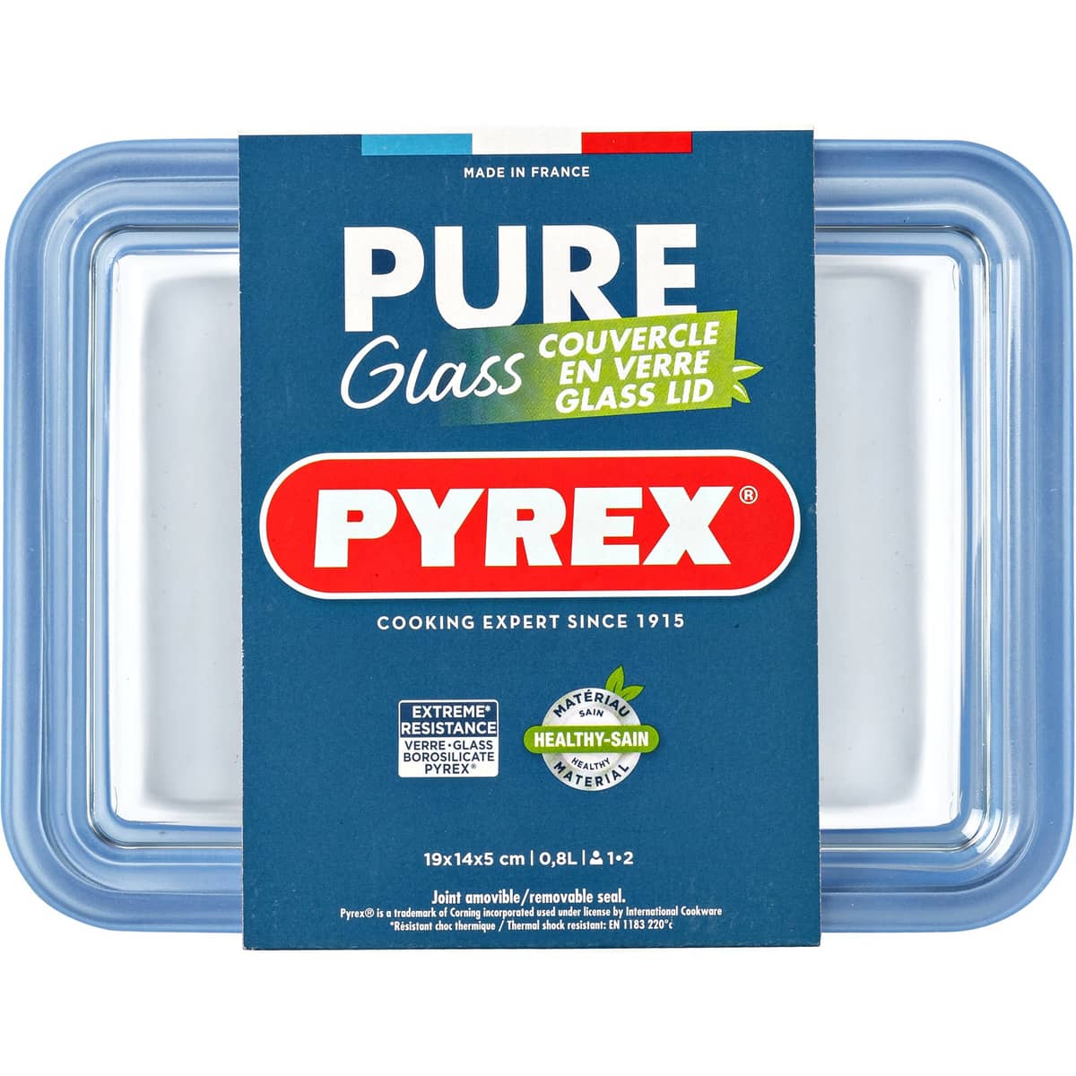 Pure Glass ovnfast fad med glaslåg, rektangulært, 0,8 liter
