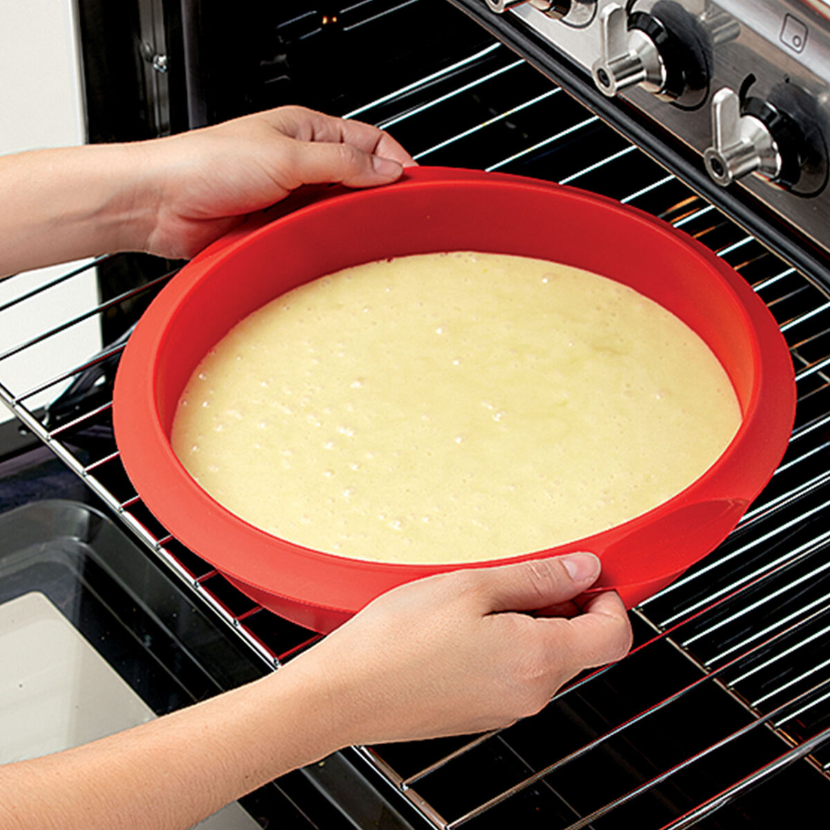 Rund bageform i silikone Ø24 cm, rød