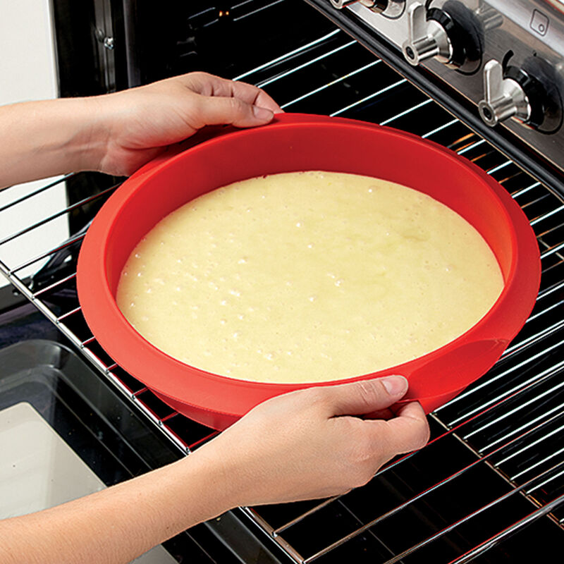 Rund kakform i silikon 24 cm, röd