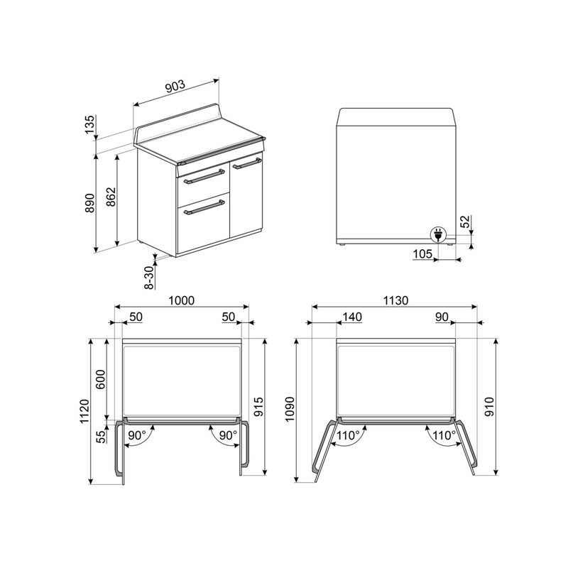 TR93IBL2 induktionskomfur 61 liter, creme