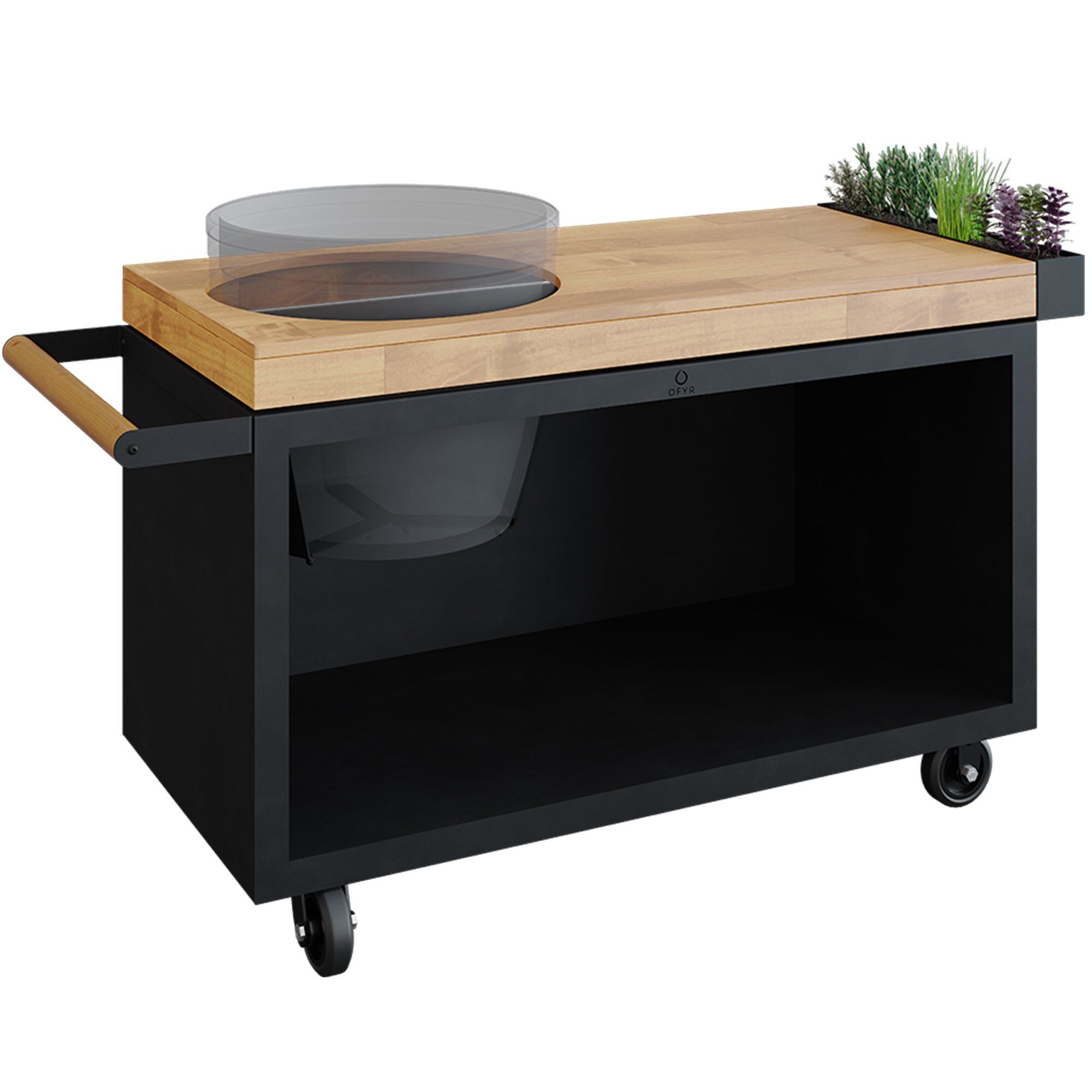 Ofyr 135 Pro Bord till Kamado, svart teak BGE